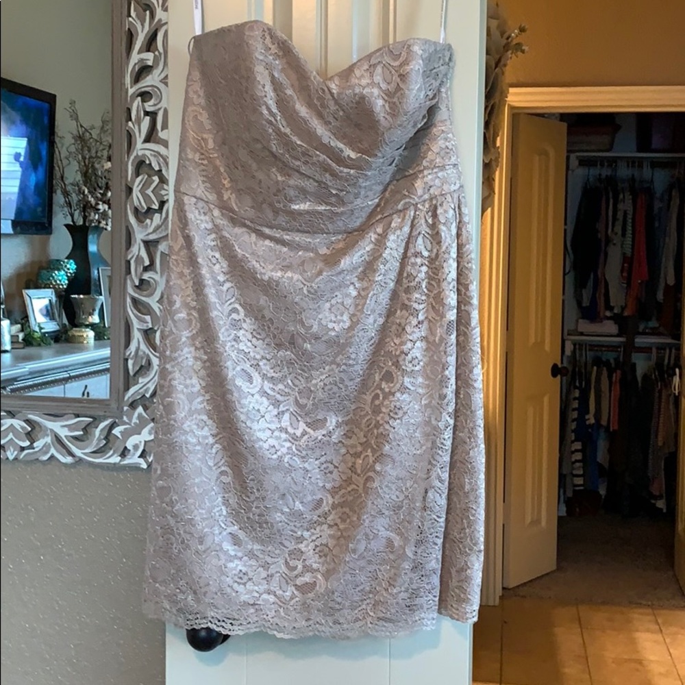 Champagne/beige lace semi formal dresses
